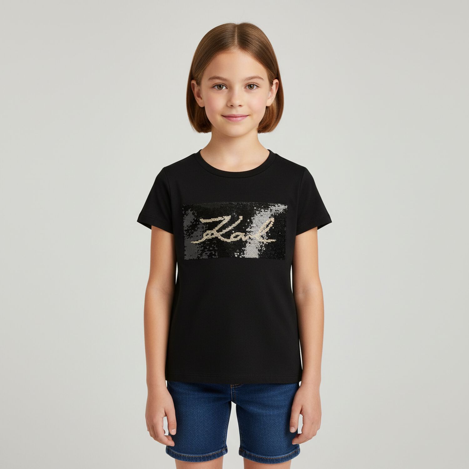 Girls Black Logo T-Shirt, 1, hi-res image number null