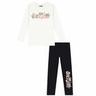 Girls Ivory & Black Logo Leggings Set, 1, hi-res