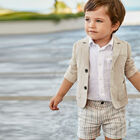 Younger Boys White & Beige Shorts Set, 2, hi-res