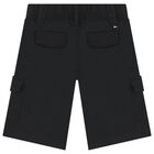 Boys Black Cargo Shorts, 1, hi-res