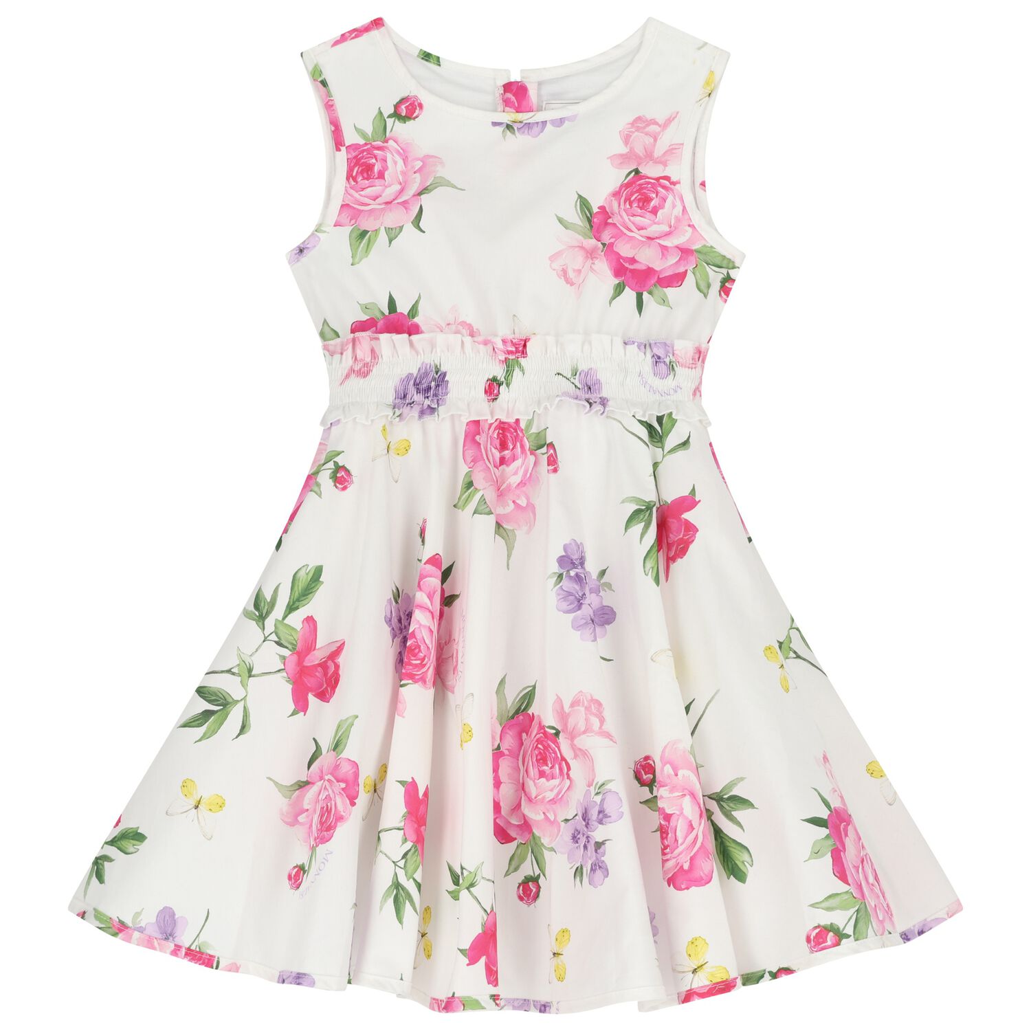 Girls White Floral Dress, 3, hi-res