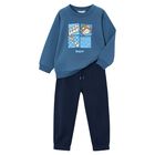 Boys Blue & Navy Blue Tracksuit, 2, hi-res