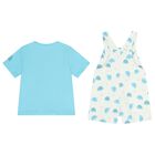 Baby Boys Turquoise & White Dungaree Set, 1, hi-res