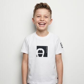 Younger Boys White Logo T-Shirt