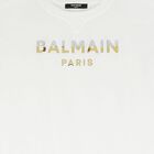 Girls White & Gold Logo Dress, 1, hi-res