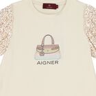 فستان بنات بطبعة حقيبة باللون العاجي, 1, hi-res