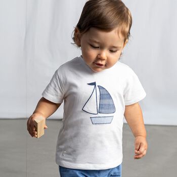 Younger Boys White Boat T-Shirt