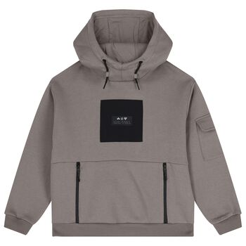Boys Beige & Black Hooded Top