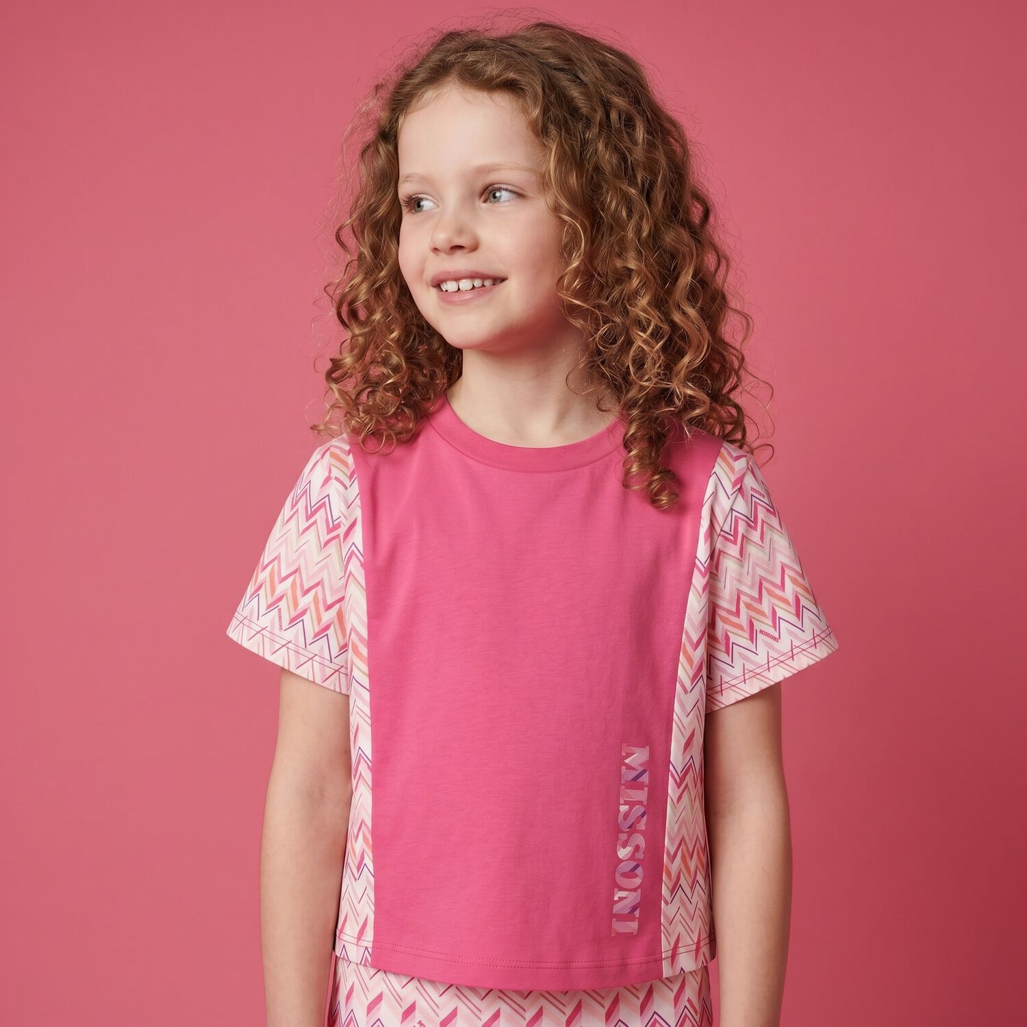 Girls White & Pink Logo Zig Zag T-Shirt, 2, hi-res