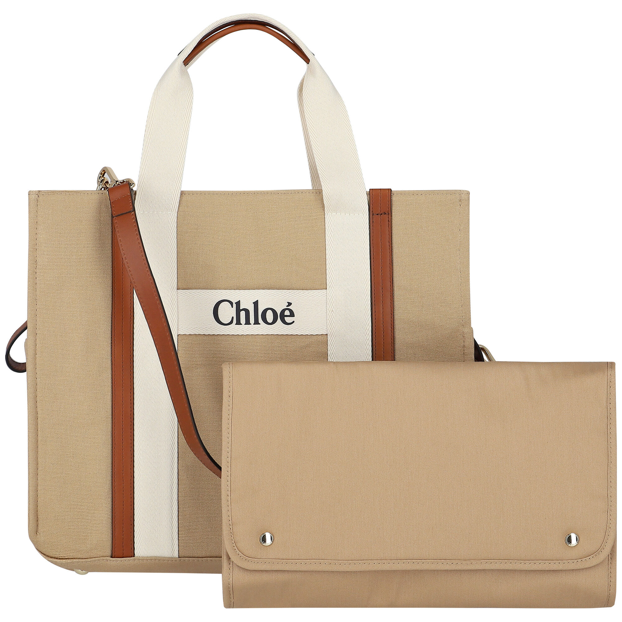 CHLOE Beige Logo Baby Changing Bag Junior Couture UAE