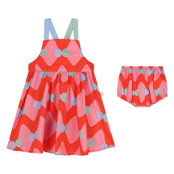 Younger Girls Red Diamond & Dot Dress Set