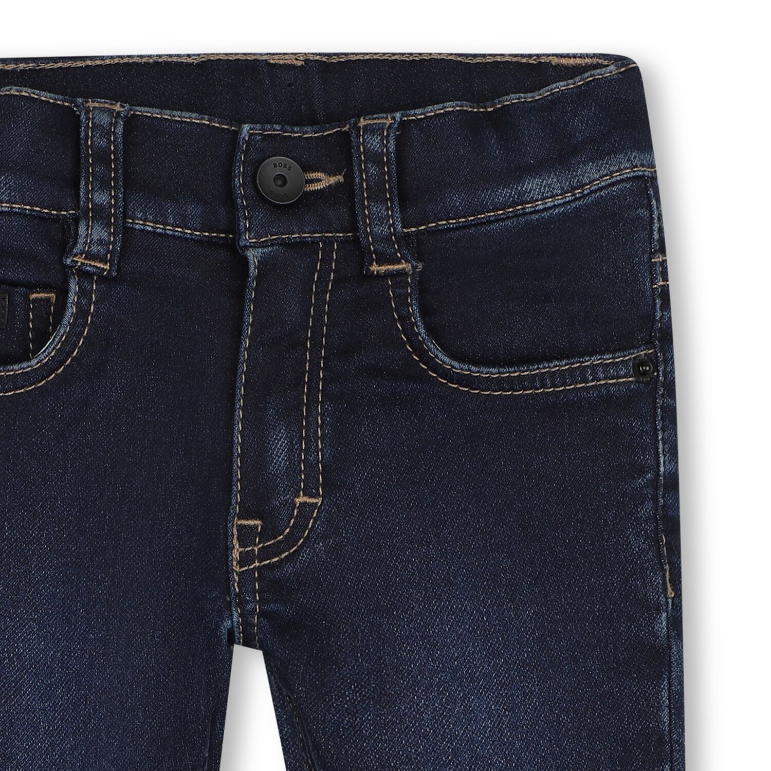 Younger Boys Navy Blue Logo Denim Jeans, 1, hi-res
