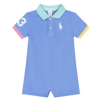 Baby Boys Blue Logo Romper