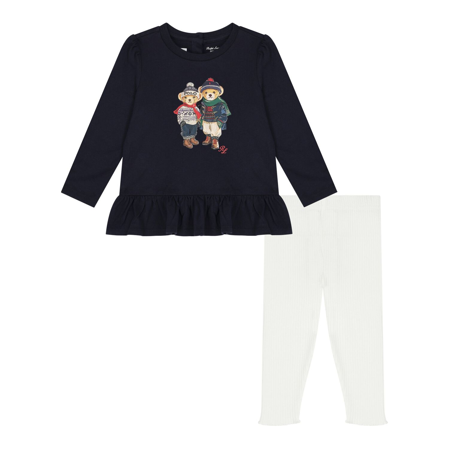 Baby Girls Navy Blue & Ivory Polo Bear Leggings Set, 1, hi-res image number null
