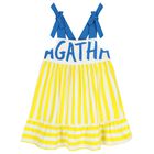Girls White, Yellow & Blue Logo Dress, 1, hi-res