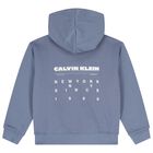 Boys Blue Logo Hooded Top, 2, hi-res