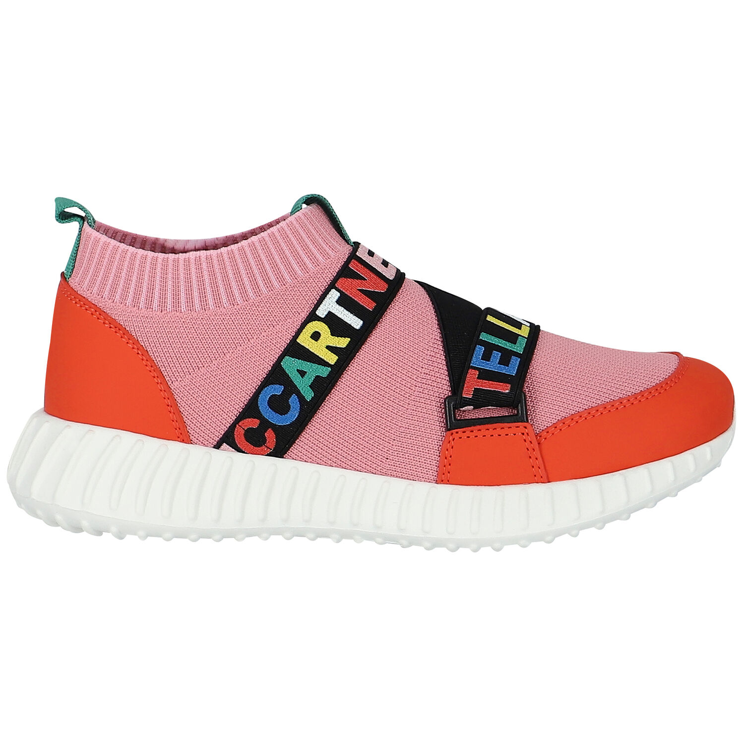 Girls Pink & Orange Sock Trainers, 1, hi-res