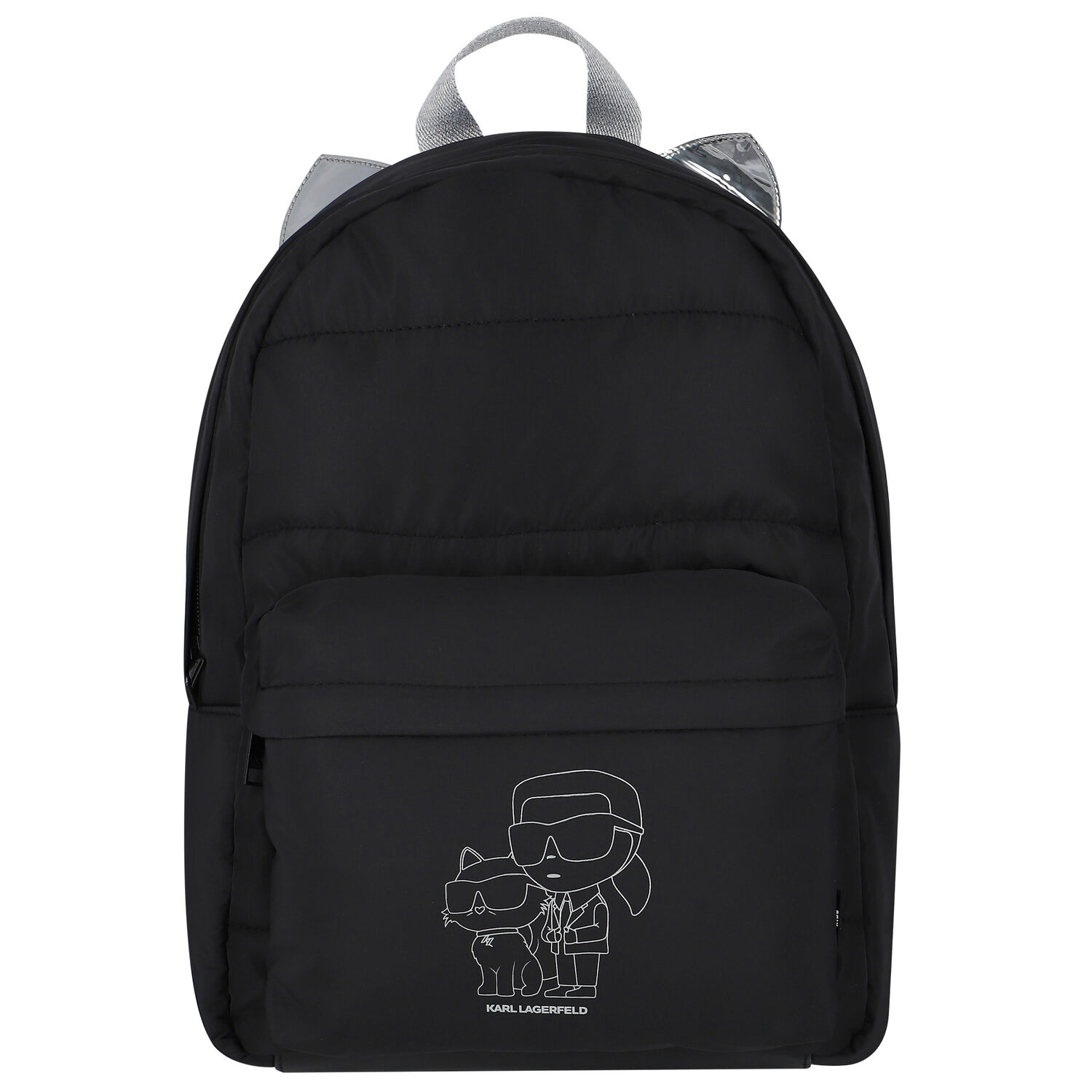 Girls Black Logo Backpack, 1, hi-res