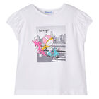 Girls White Graphic T-Shirt, 3, hi-res
