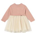 Younger Girls Pink & Ivory Tulle Dress, 1, hi-res