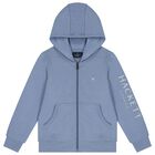 Boys Blue Logo Hooded Zip Up Top, 1, hi-res