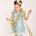 فستان تول بطبعة القلوب باللون الازرق و الذهبي , 1, hi-res