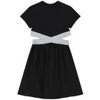 فستان بنات بالشعار باللون الاسود والرمادى, 3, hi-res