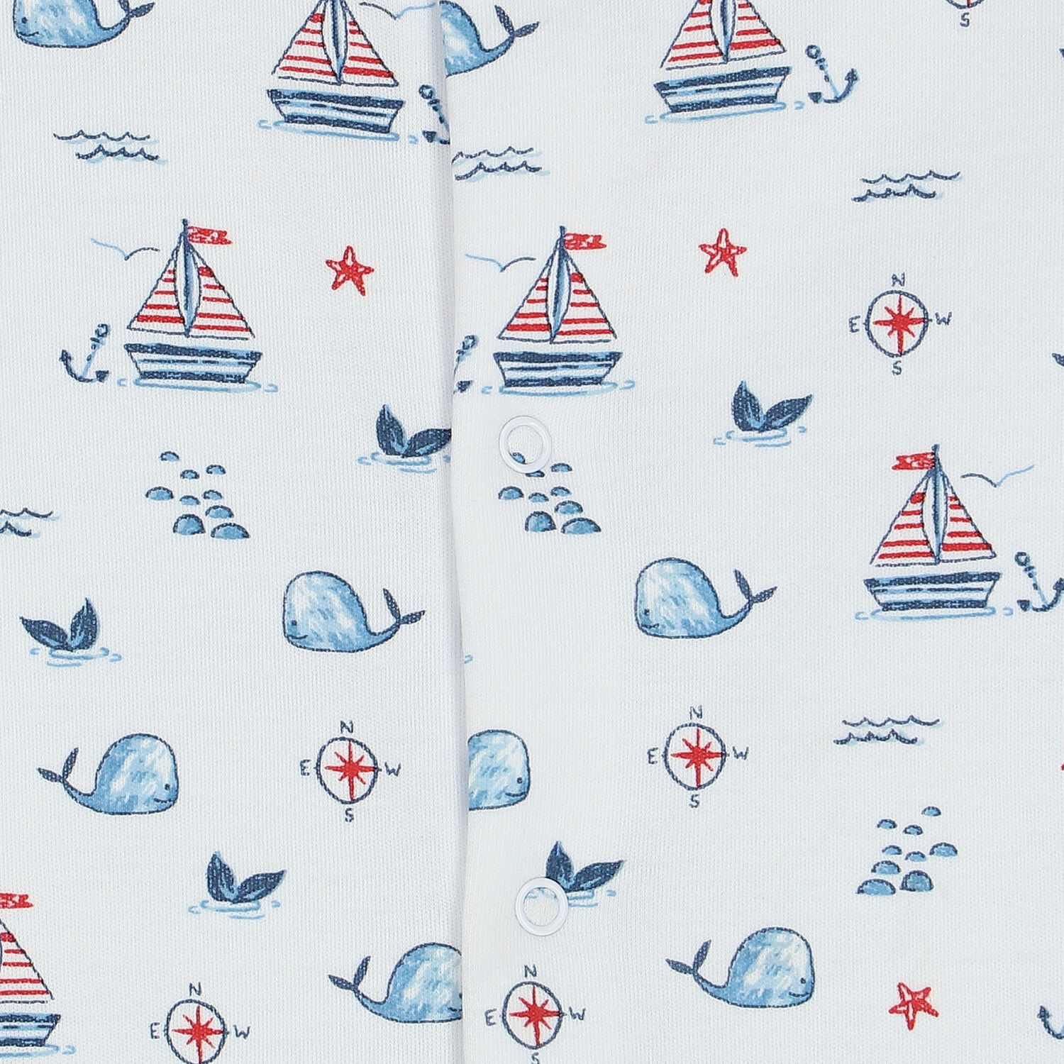 Baby Boys White Sail & Whale Babygrow, 1, hi-res