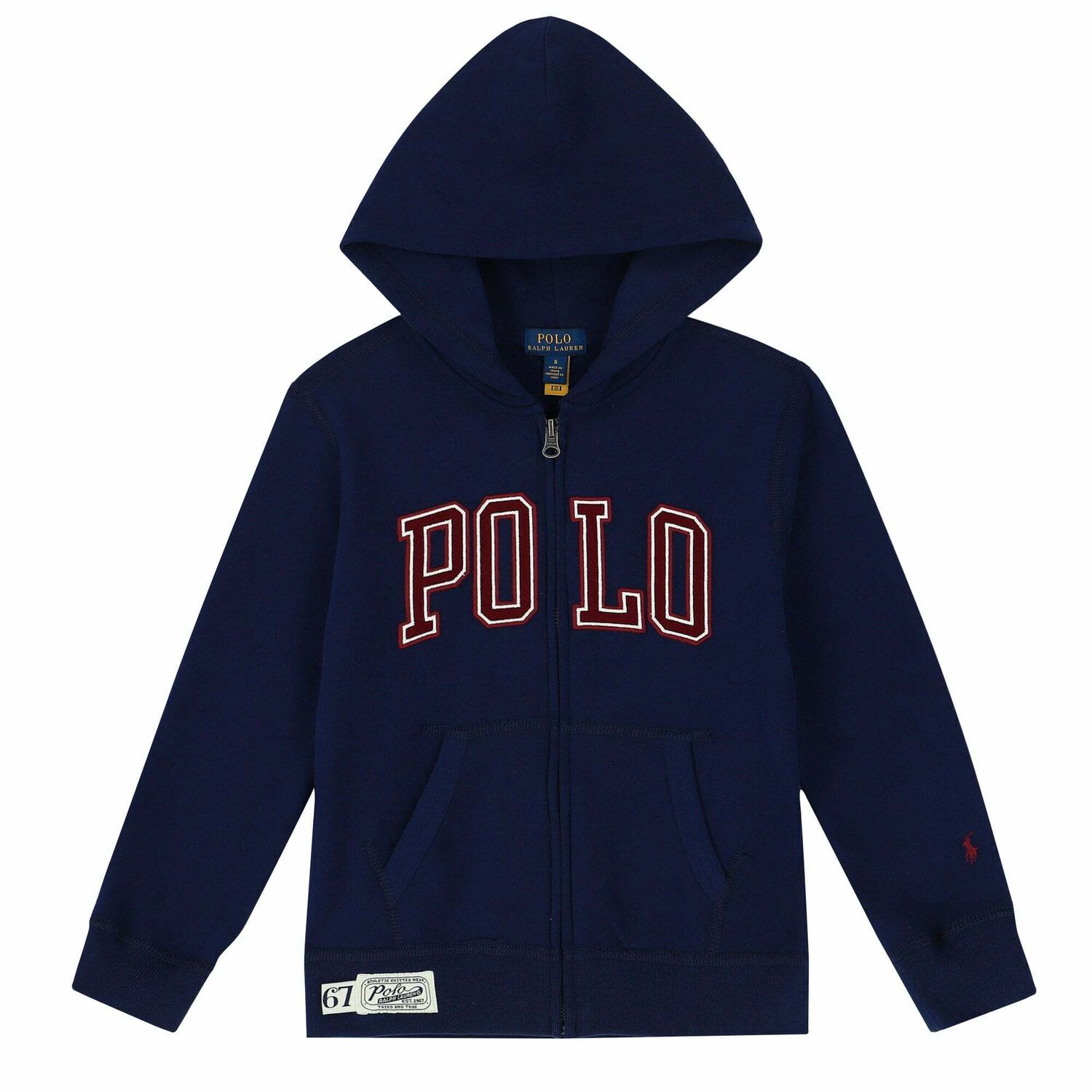 Boys Navy Logo Zip Up Top, 1, hi-res