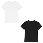 Boys Black & White Cotton Logo T-Shirts ( 2-Pack ), 1, hi-res