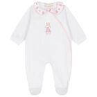 Baby Girls White & Pink Logo Babygrow, 1, hi-res