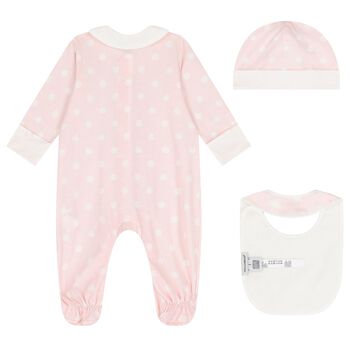 Baby Girls Pink & White Polka Dots Babygrow Gift Set