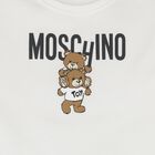 Girls Ivory Teddy Bear Logo Dress, 1, hi-res