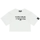 توب قصير بنات بالشعار باللون الابيض, 1, hi-res