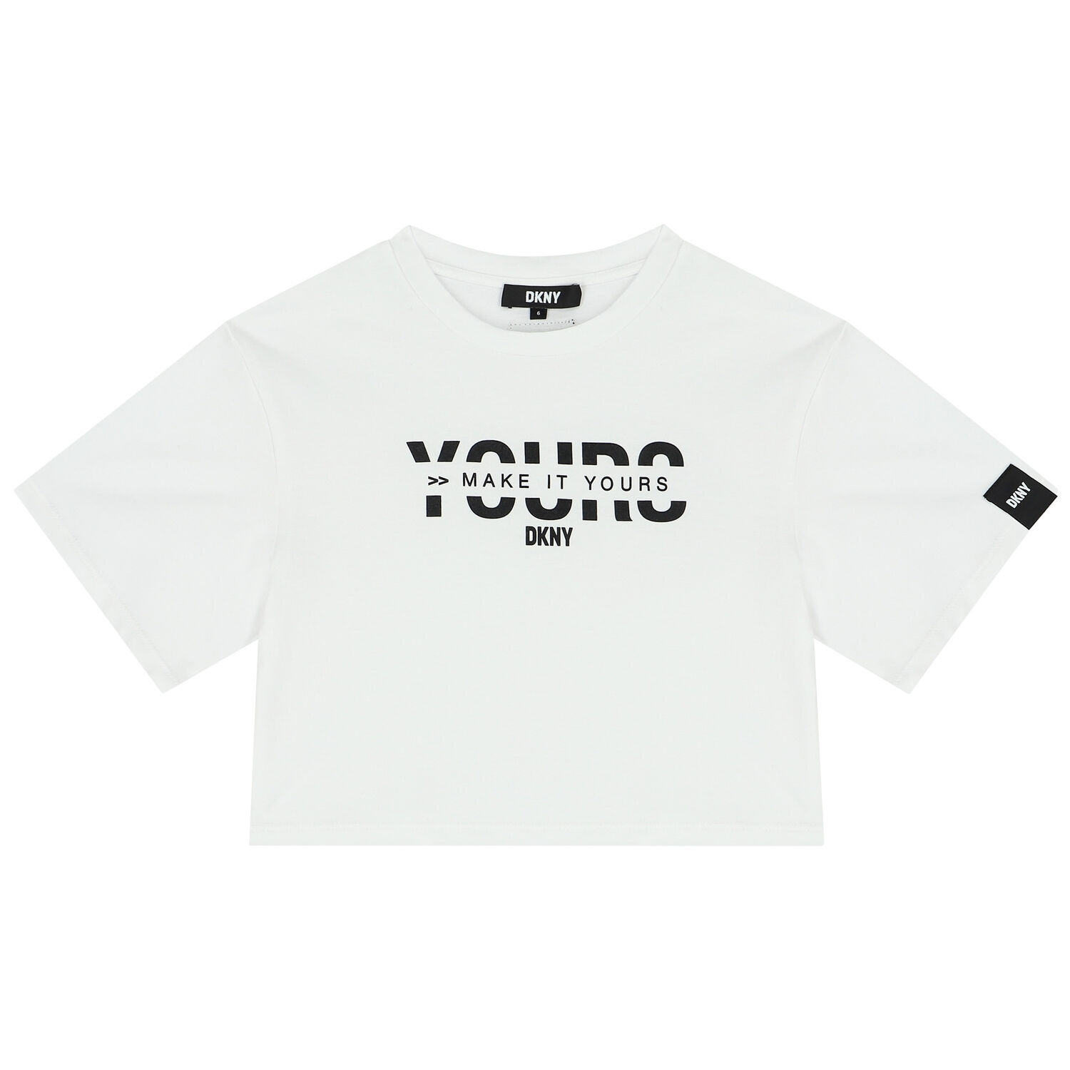 توب قصير بنات بالشعار باللون الابيض, 1, hi-res image number null