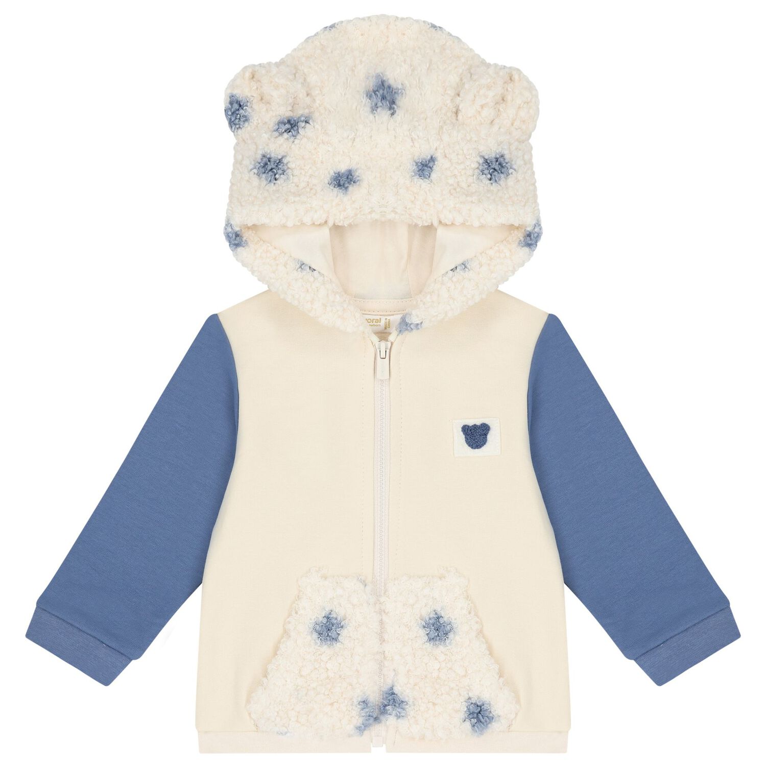Baby Boys Beige, White & Blue 3 Piece Tracksuit, 1, hi-res image number null