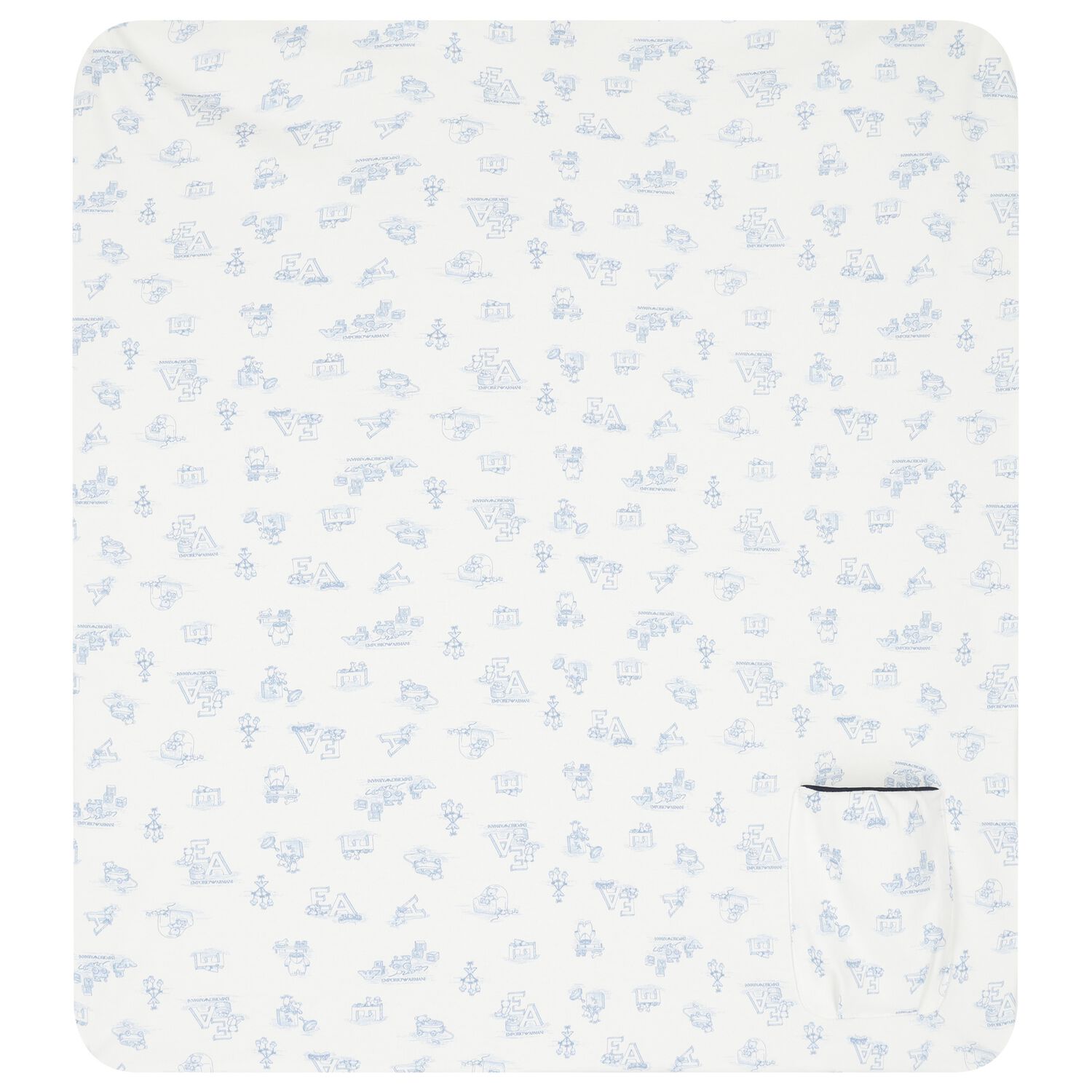 Baby Boys Ivory & Blue Logo Blanket, 1, hi-res image number null