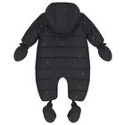 Baby Boys Black Logo Snowsuit, 1, hi-res