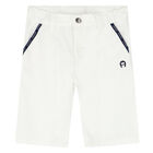 Boys White Logo Shorts, 1, hi-res