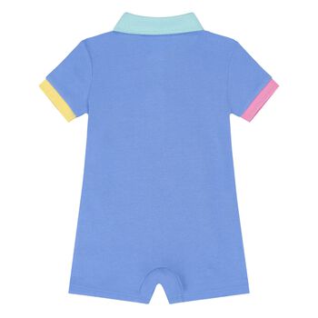 Baby Boys Blue Logo Romper