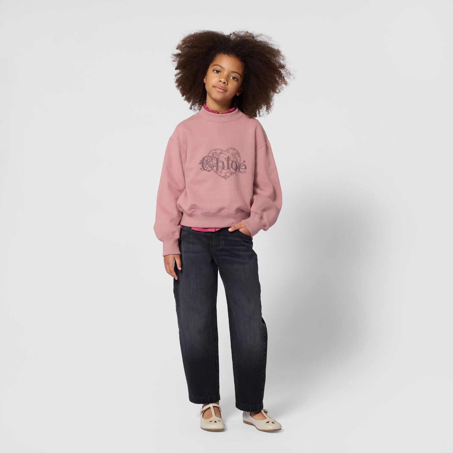 Girls Mini Me Pink Heart Logo Sweatshirt, 2, hi-res