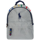 Boys Grey Logo Backpack, 2, hi-res