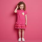 Girls Pink Flower Polo Dress, 1, hi-res