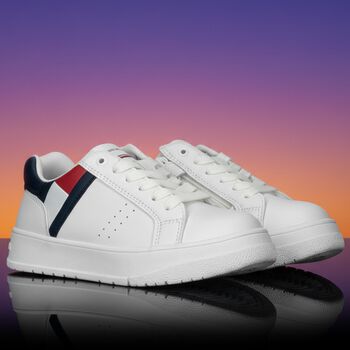 Boys White Logo Trainers