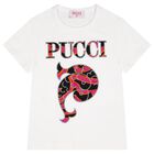Girls White Logo T-Shirt, 1, hi-res