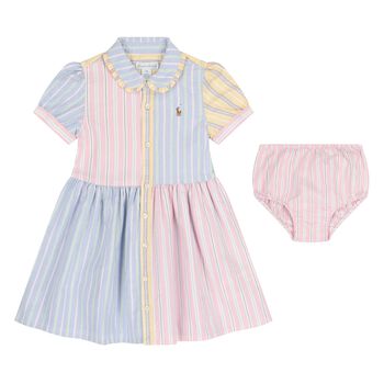 Baby Girls Multi-Coloured Striped Dress Set