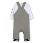 Younger Boys Green & White Ikonik Karl Dungarees Set , 1, hi-res