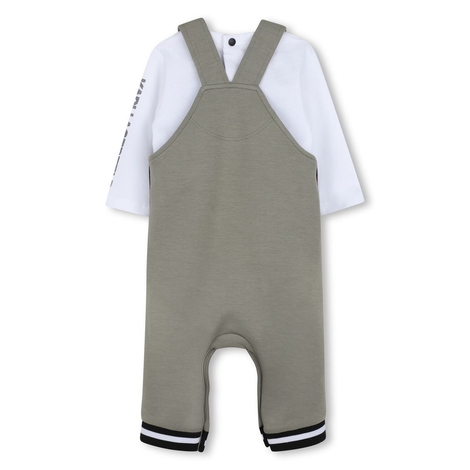 Younger Boys Green & White Ikonik Karl Dungarees Set , 1, hi-res