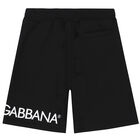 Boys Black Logo Shorts, 1, hi-res