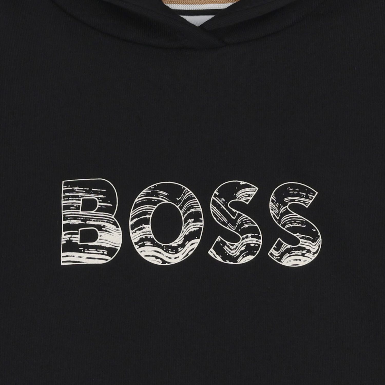 Boys Black Logo Hooded Top, 1, hi-res